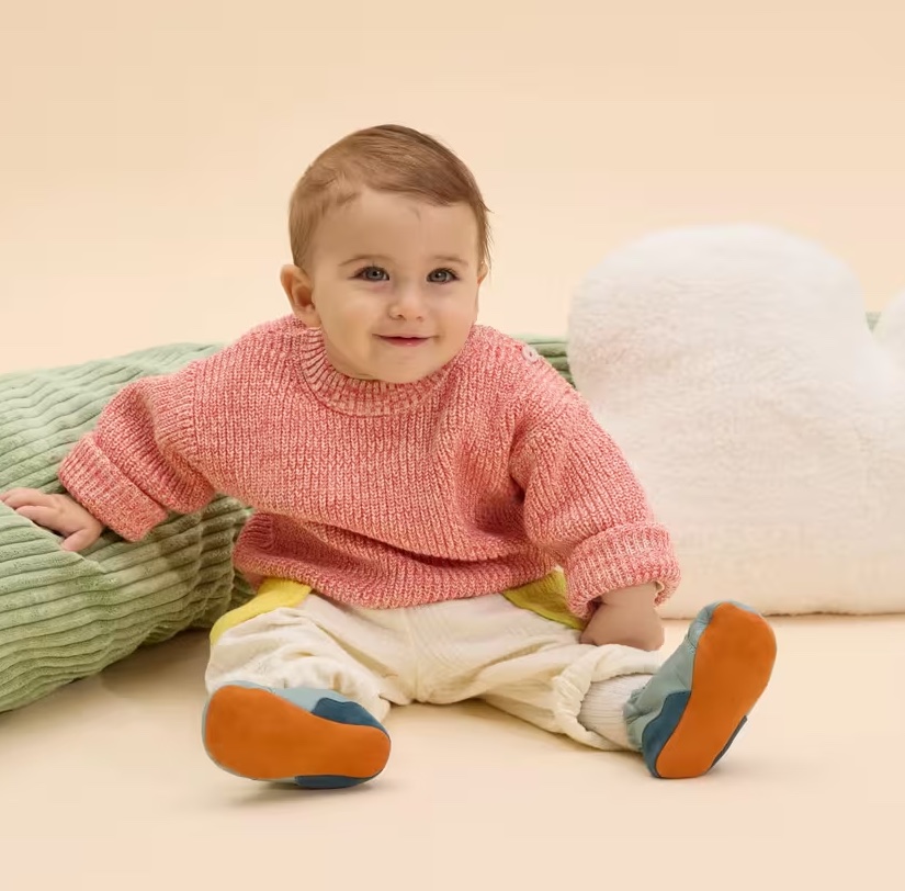 Affenzahn Krabbelschuh Leder Crawly in Blau - Hase
