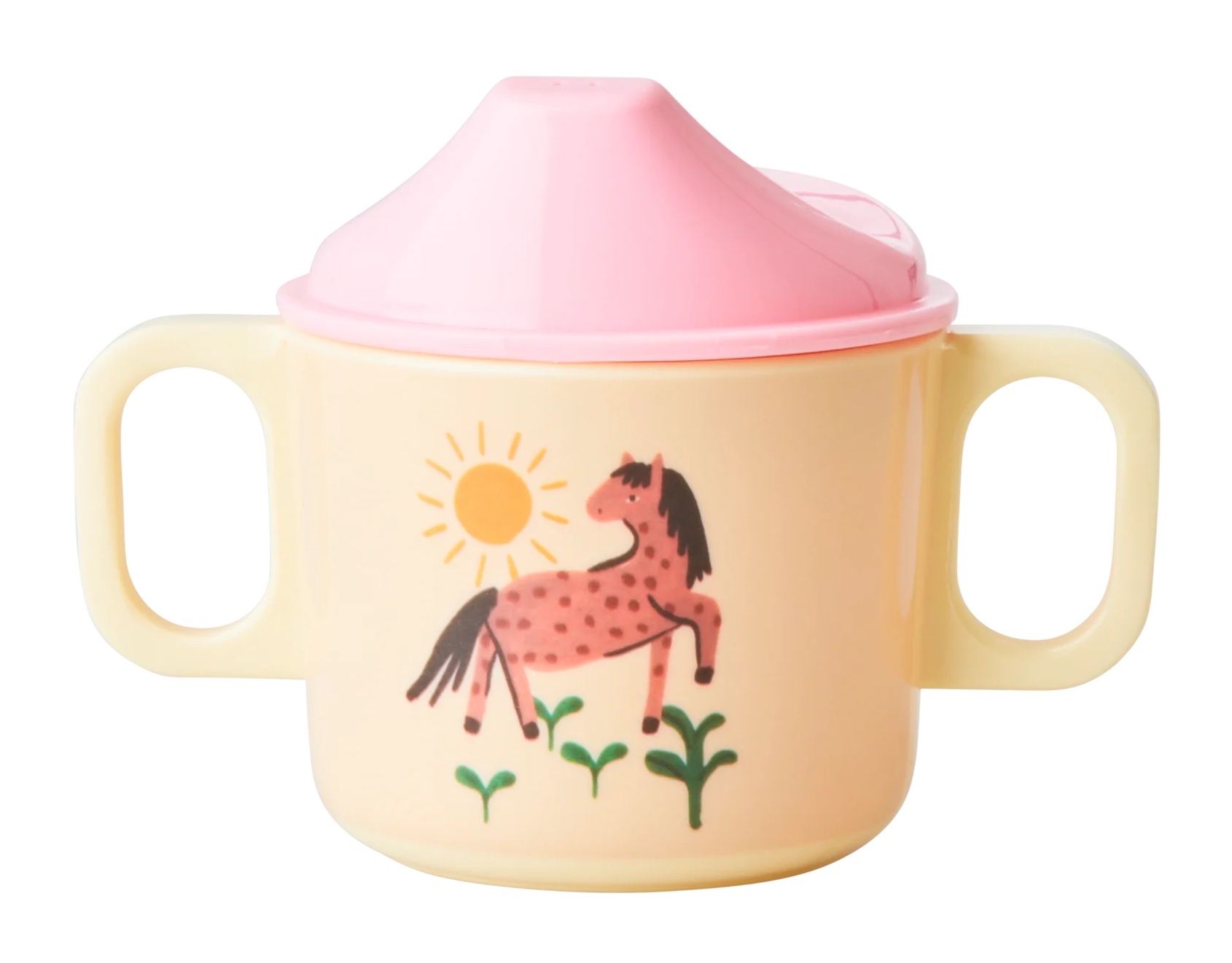 RICE Melamin Baby Trinkbecher mit 2 Griffen - Pferd