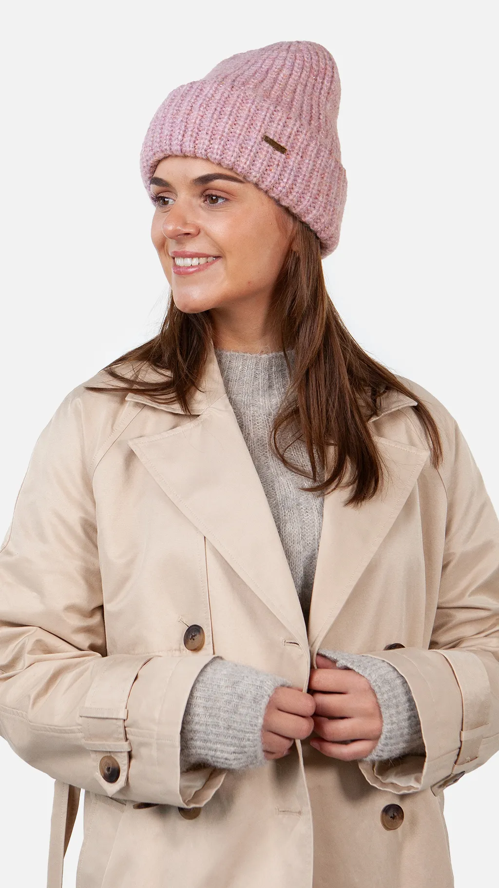 Barts Arugama Damen Beanie Strickmütze mit Schimmernden Garn in Mauve Barts Arugama Damen Beanie Strickmütze mit Schimmernden Garn in Mauve