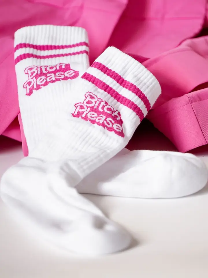 Pegada Sport Socken in Weiß mit Pink - Bitch please