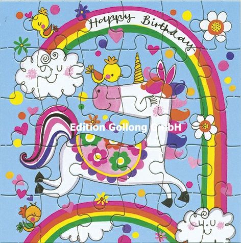 JIG56 Edition Gollong Geburtstagskarte - Puzzle - Einhorn
