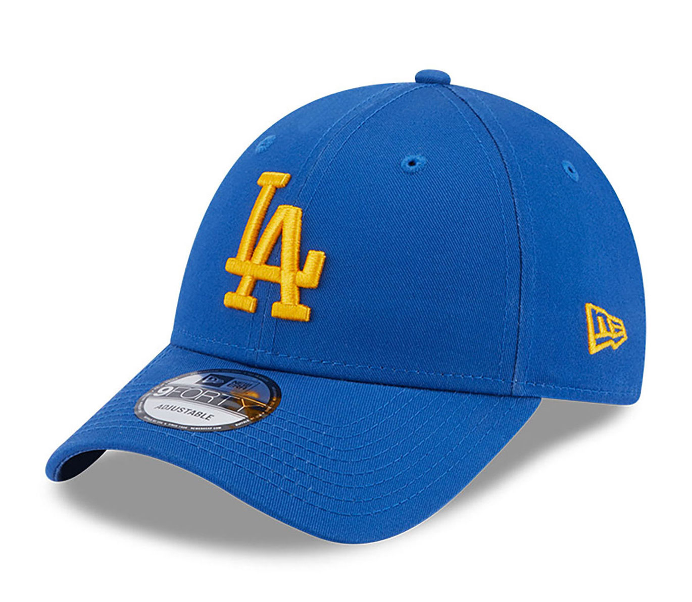 New Era LA Dodgers League Essential 9FORTY Verstellbare Cap in Royalblau / Gelbes Logo