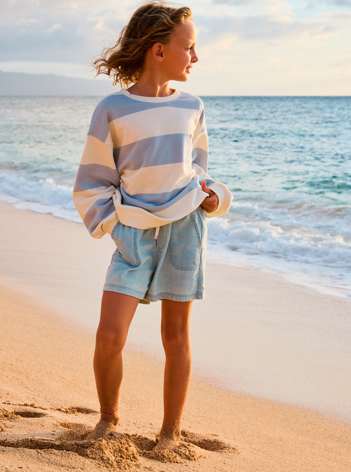 Roxy Call On Me - Denim-Shorts für Mädchen in Hellblau Roxy Call On Me - Denim-Shorts für Mädchen in Hellblau