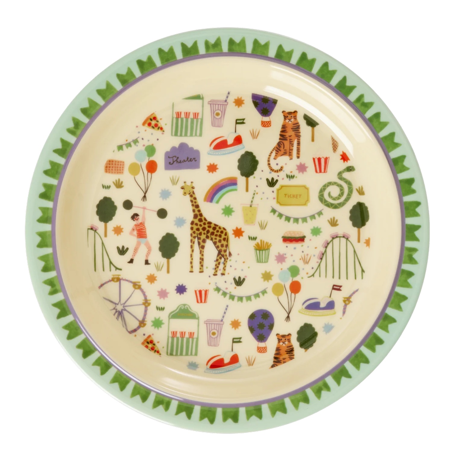 RICE Kinderteller - Mint - Fun Fair Print in Hellblau RICE Kinderteller - Mint - Fun Fair Print in Hellblau
