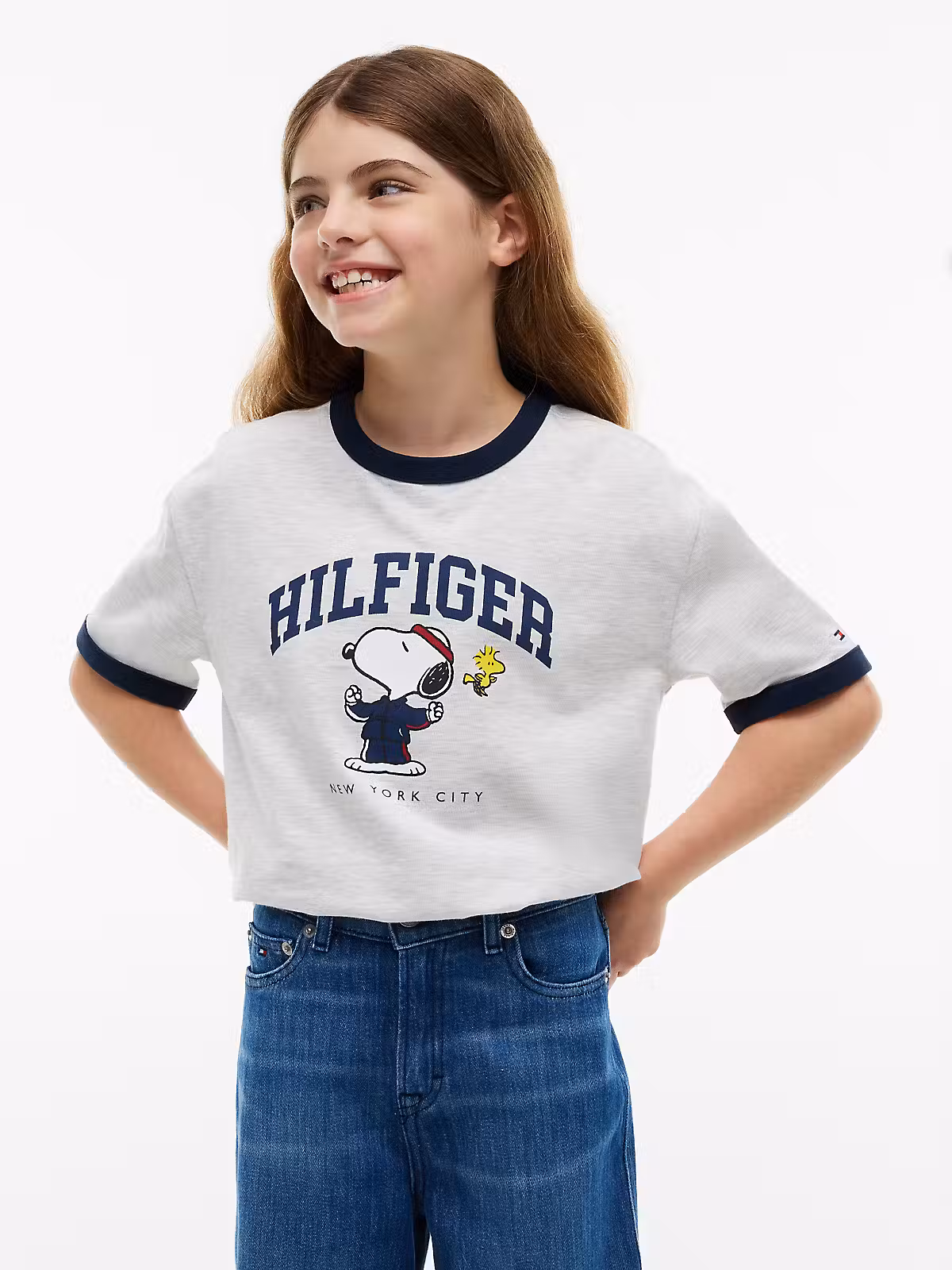 Tommy Hilfiger Peanuts Unisex Kurzarm Ringer T-Shirt - Snoopy