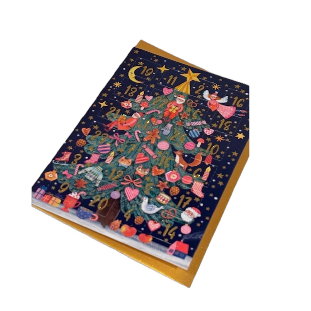 Mila Marquis Adventskalender Karte 2027 mit Glitzer & Weihnachtsbaum Motiv Mila Marquis Adventskalender Karte 2027 mit Glitzer & Weihnachtsbaum Motiv