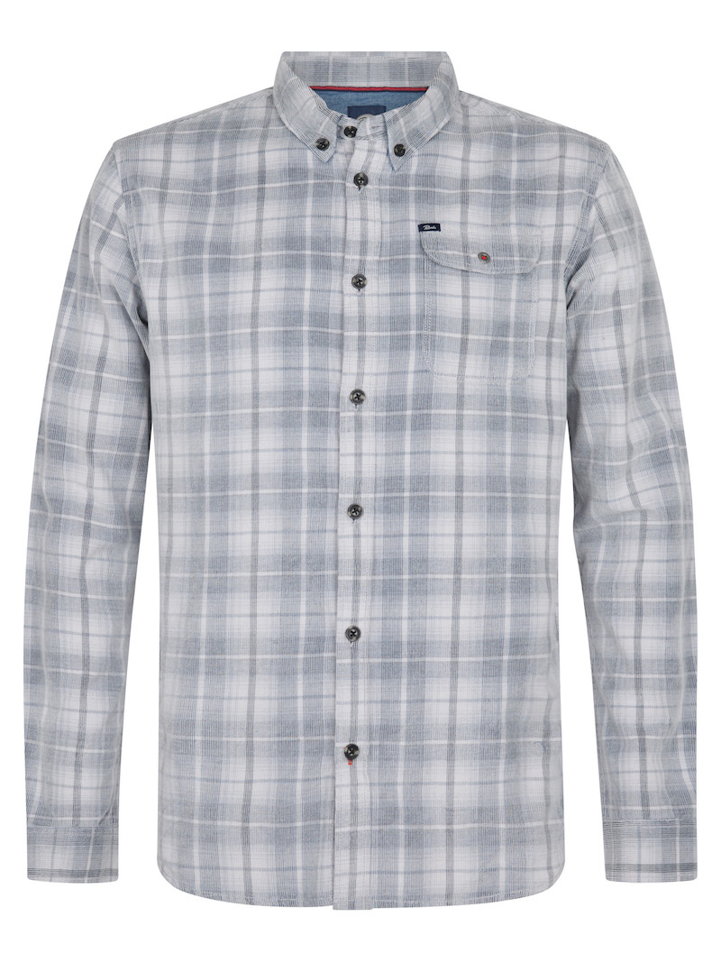 Petrol Industries Herren Cord Hemd - Grau Blau Kariert Petrol Industries Herren Cord Hemd - Grau Blau Kariert