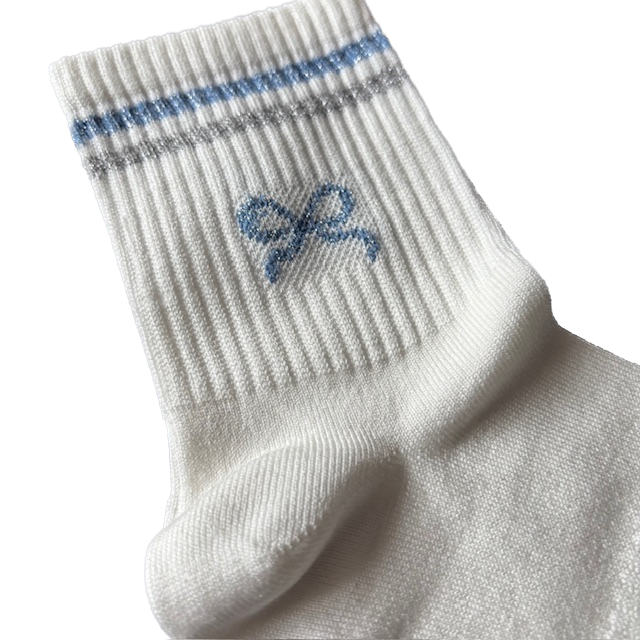 le ooley Socken Sportliche Tennis-Socken Hellblaue Schleifen - Paris Chi Chi le ooley Socken Sportliche Tennis-Socken Hellblaue Schleifen - Paris Chi Chi