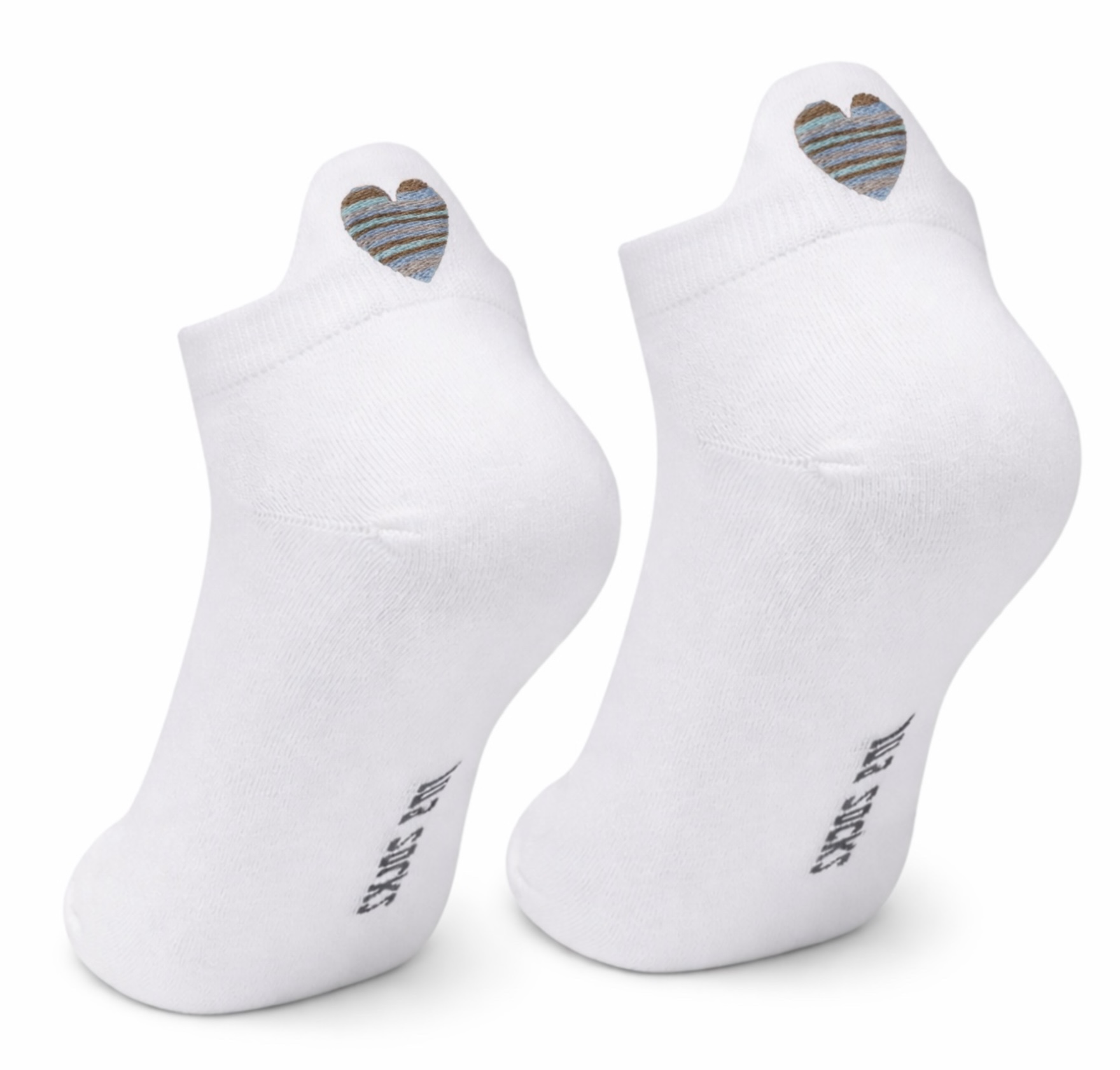 Lua Golden Heart Sneaker Socken in Weiß mit Herz in Multi Braun und Flieder