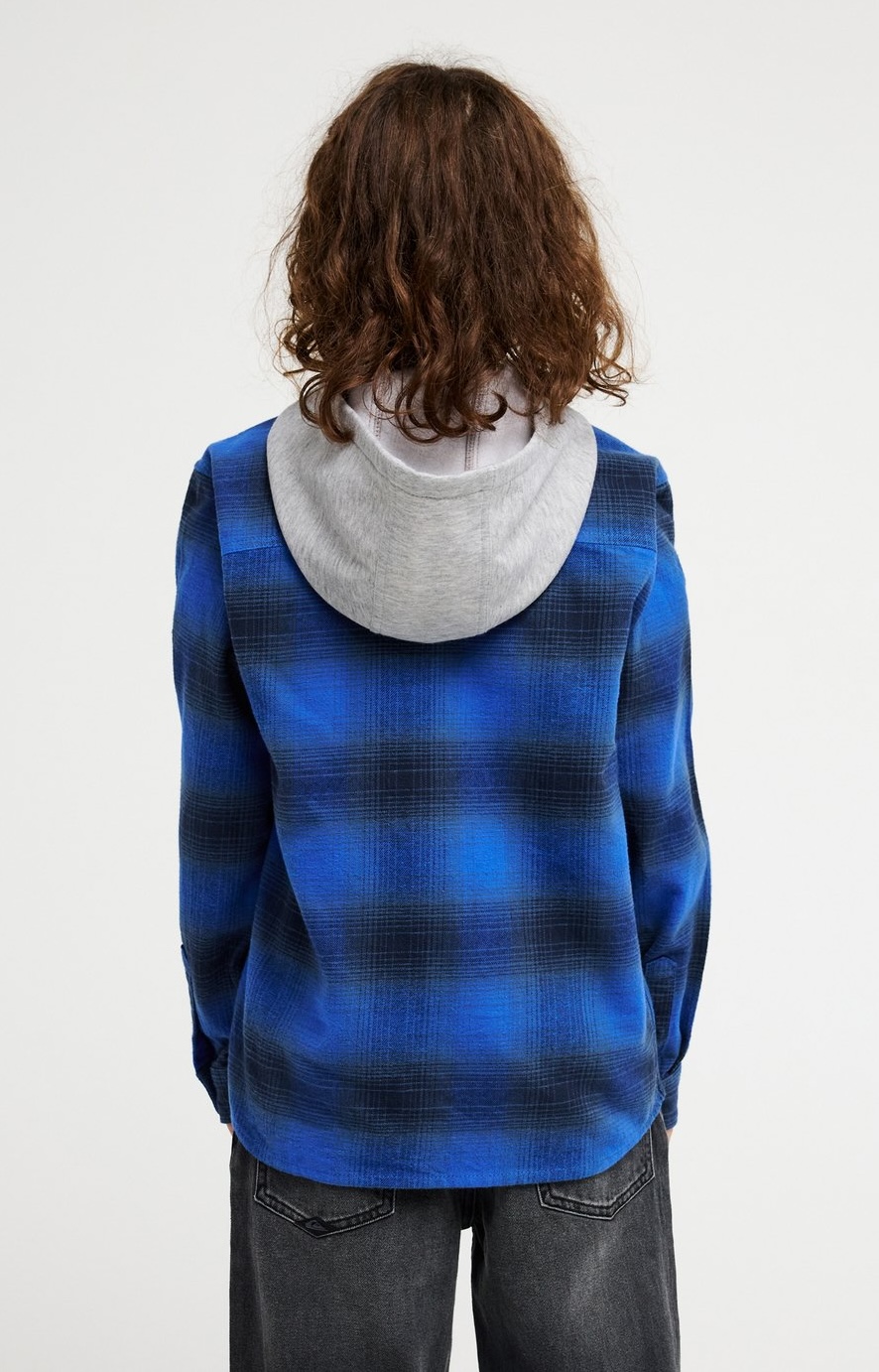 Quiksilver Timetable Flannel Hemd mit Hoodie Holzfehler Karo Blau