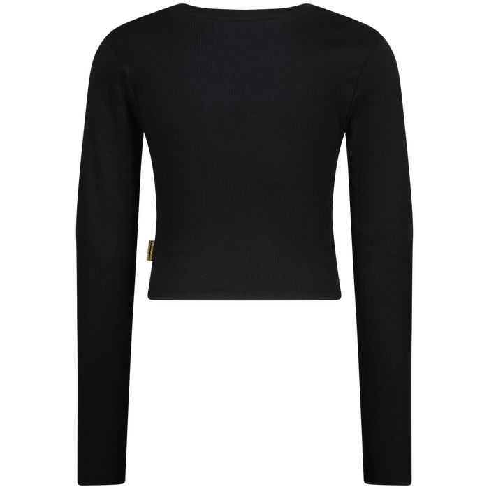Vingino Basic Crop Rib Top - Langarm Shirt in Deep Black - Schwarz Vingino Basic Crop Rib Top - Langarm Shirt in Deep Black - Schwarz