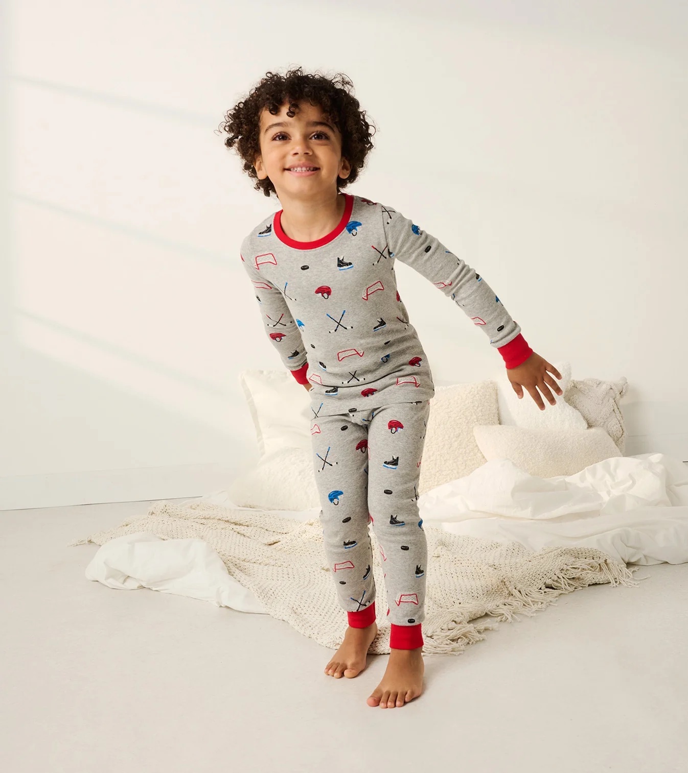 Hatley Langarm Baumwolle Pyjama in Grau - Eishockey Hatley Langarm Baumwolle Pyjama in Grau - Eishockey