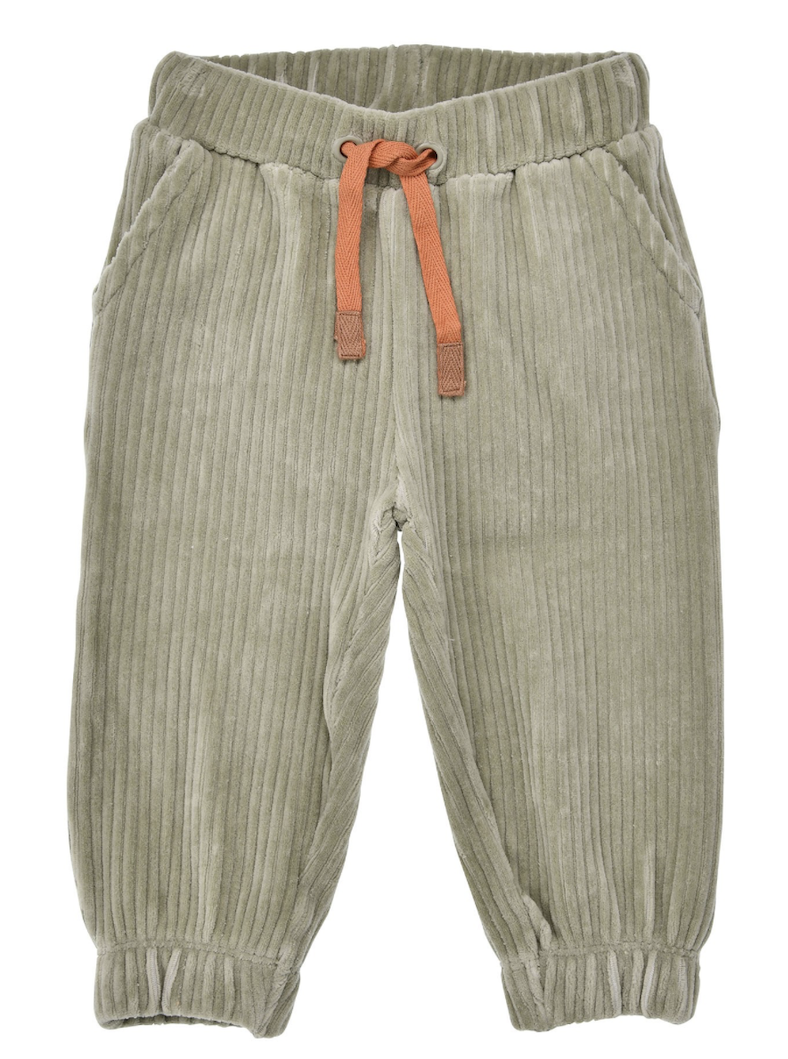 Bondi Baby Cord Jogpant in Salbei Grün mit Kordel
