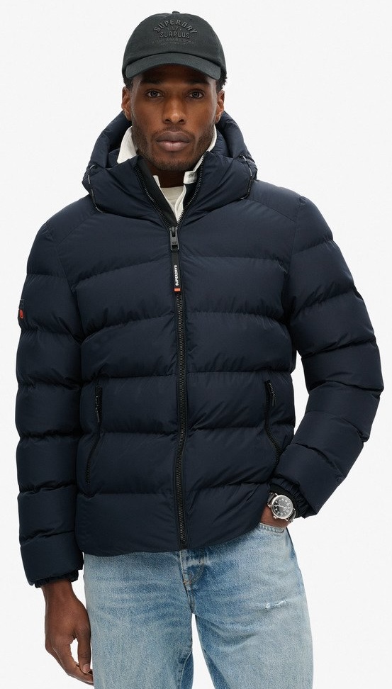 Superdry Herren Sportpufferjacke mit Kapuze in Marineblau