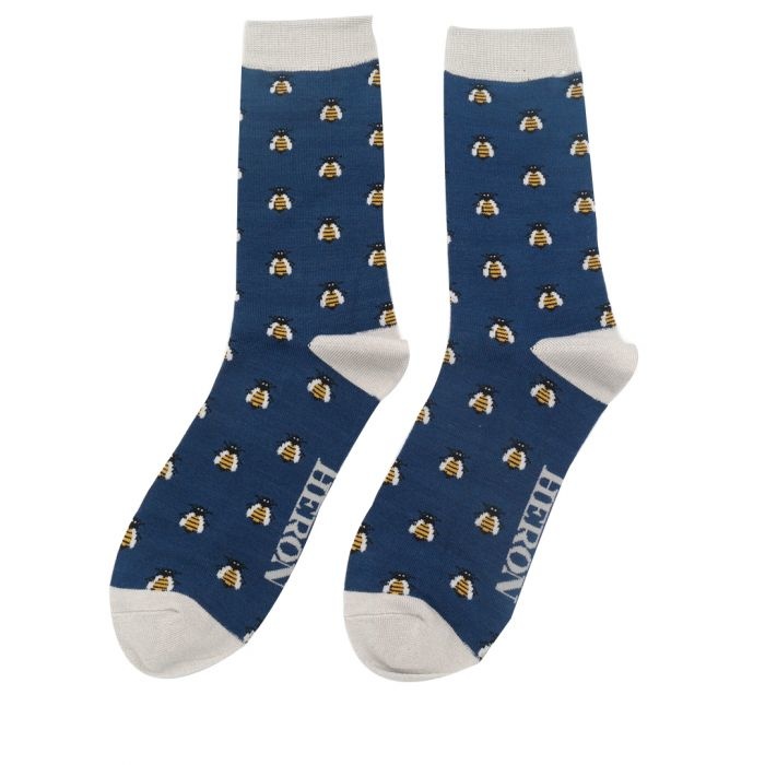 miss-sparrow-maenner-socken-bamboo-honey-bees-navy Mr Heron Bambus Socken - Navy Blau & Gelb - Bienen