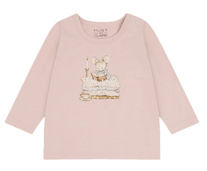 Hust & Claire Anna Langarm Shirt in Zartrosa Süßer Lesemaus - Maus 