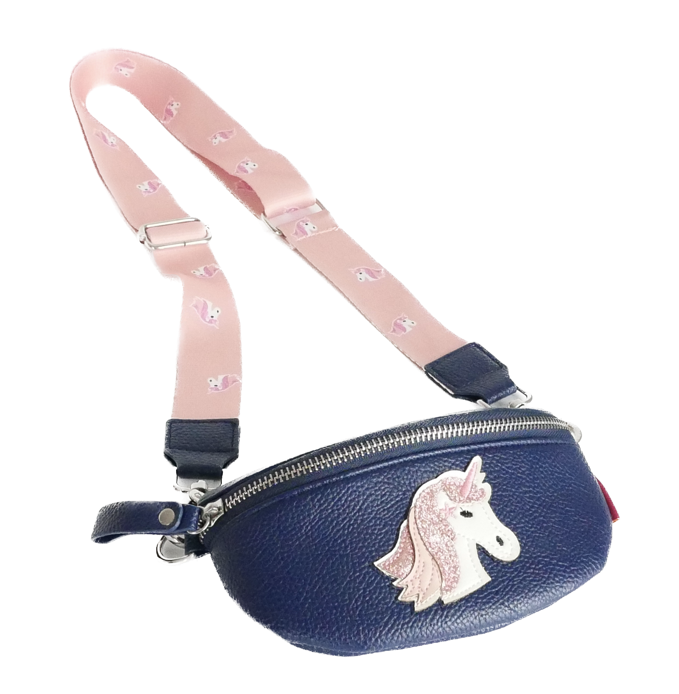 KisMe Crossbody Tasche Sidebag - Einhorn - Dunkelblau mit Einhorn Band