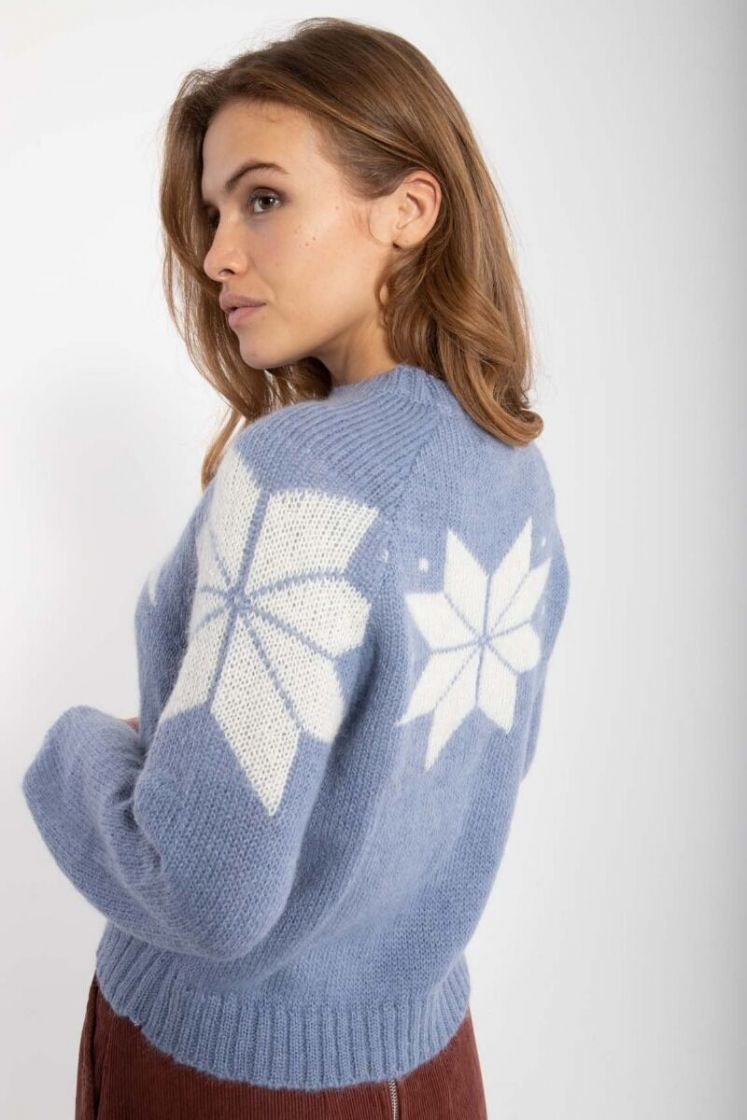 Danefae Pullover Danefantastic Flakes Sweater in Hellblau/Weiß - SALE