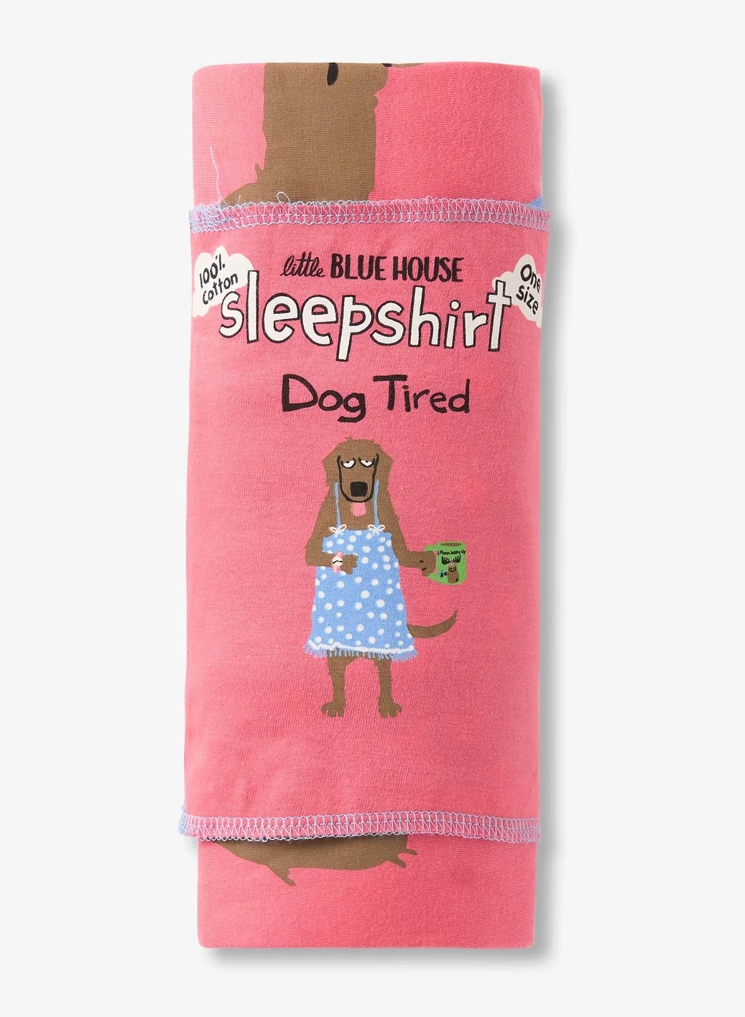 Little Blue House Damen Sleepshirt - Dog Tired- Hundemüde in Pink