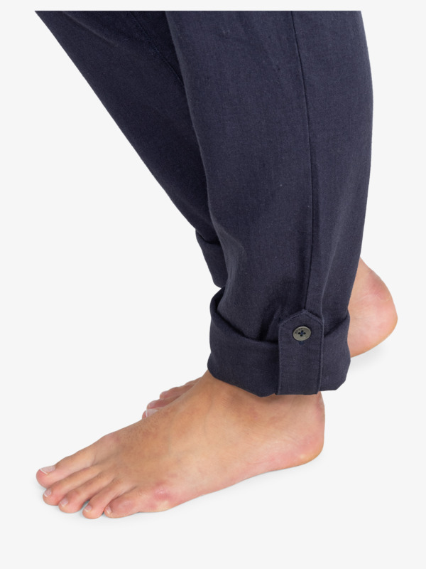 Roxy On The Seashore - Cargo Hose aus Leinen in Mood Indigo Dunkelblau
