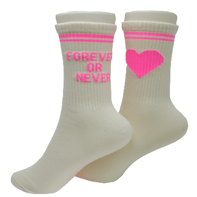 Lua Socken Sportsocken in Creme + Neon Pink - Forever or Never