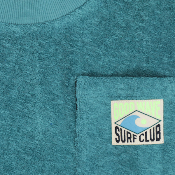 Tumble N Dry Morea Kurzarm Frottee T-Shirt in Petrol Grün - Surf Club
