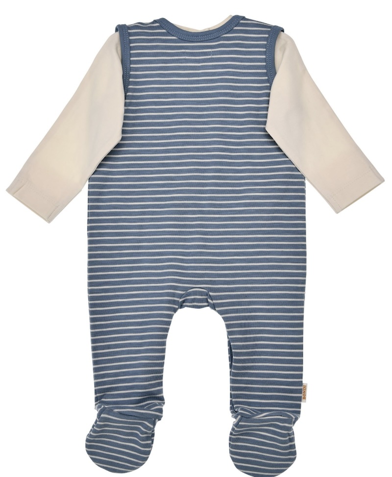 Bondi Strampler Blau Geringelt mit Fuchs - Super Cute Bondi Strampler Blau Geringelt mit Fuchs - Super Cute