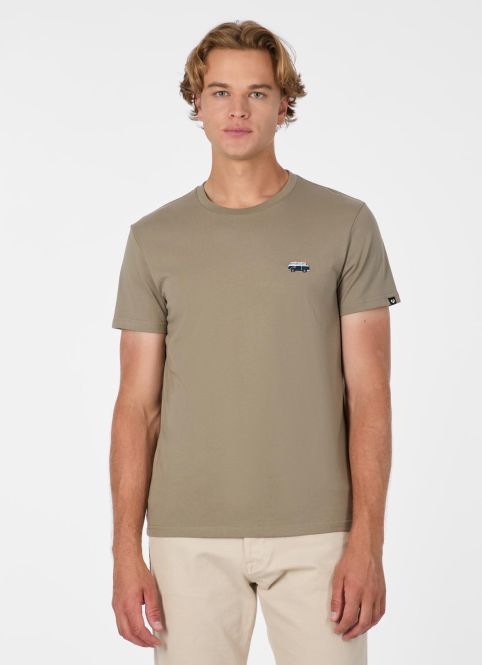Ragwear Endrew Herren T-shirt in Dusty Oliv Grün mit Stickerei - Surfer Bus