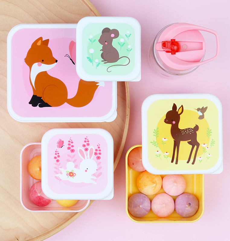 A Lovely Little Company Brotzeitbox Set von 4 - Waldfreunde