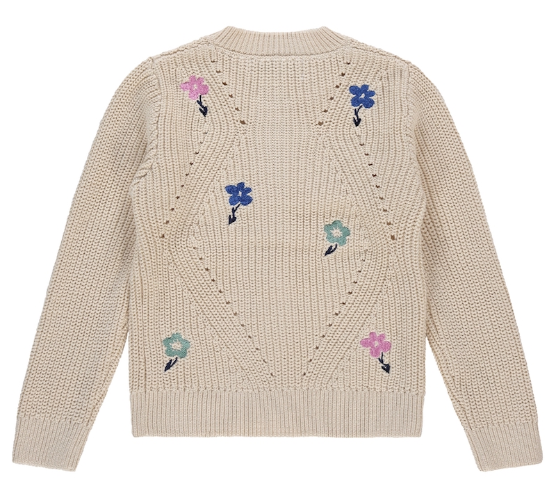 Babyface Stains & Stories Cardigan Strickjacke in Creme mit Bunten Blumen Stickerei - SALE