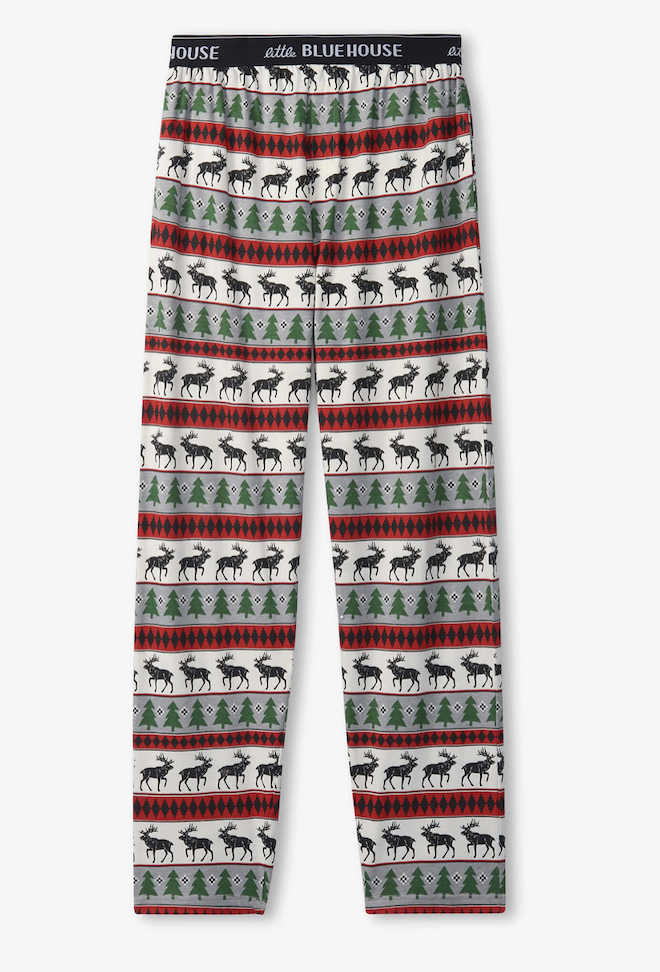 Little Blue House Herren Jersey Pyjama Hose in - Fair Isle Elch
