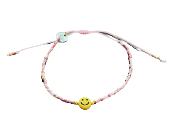 Lua Armband Happy Sunshine Verstellbar Smiley Rosa & Flieder