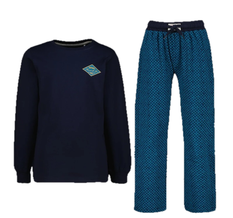 Vingino Jungs Pyjama Warrow in Dunkelblau mit Muster – Baumwoll-Stretch Schlafanzug Vingino Jungs Pyjama Warrow in Dunkelblau mit Muster – Baumwoll-Stretch Schlafanzug