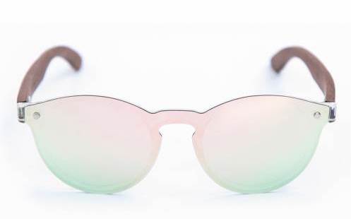 C3 Sonnenbrille Cancun Polarized - Gold Rose mit Holzbügel