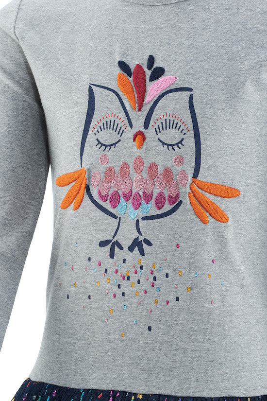 Happy Girls Kleid mit Tüllrock und Regenbogen Metallic Tupfen - Eule - SALE
