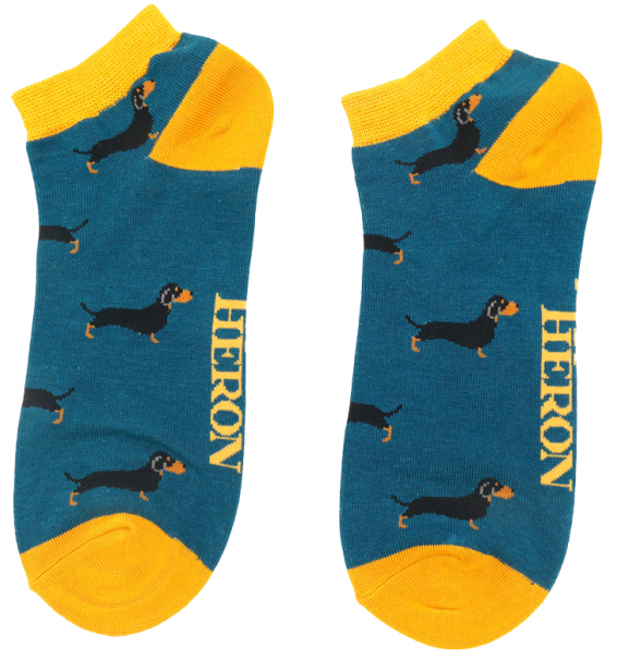 Mr. Heron Trainer Männer-Socken Bamboo Sausage Dogs teal