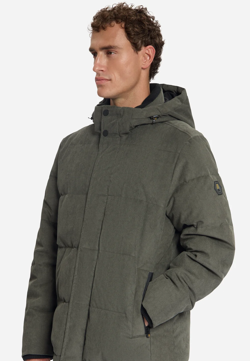 No Excess Cordjacke mit Kapuze Winterjacke für Herren in Oliv Grün