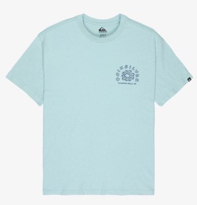 Quiksilver Curved Palm Kurzarm T-Shirt mit Hanf für Männer in Blue Haze Blau Quiksilver Curved Palm Kurzarm T-Shirt mit Hanf für Männer in Blue Haze Blau