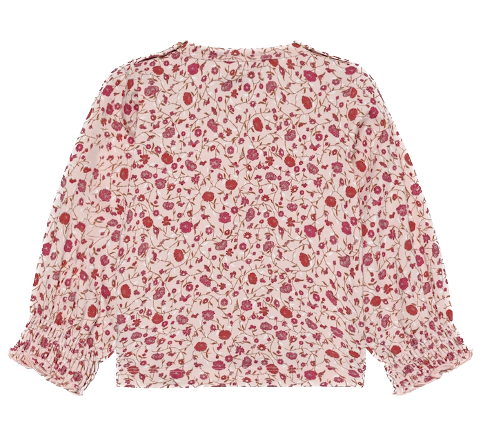 Minymo Langarm Jersey Bluse mit Allover Blumen in Pink