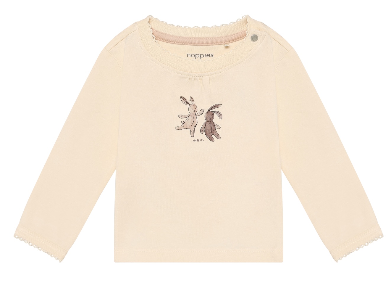 Noppies Baby Mädchen Langarm Shirt in Buttercream Weiß - Süße Hasen 