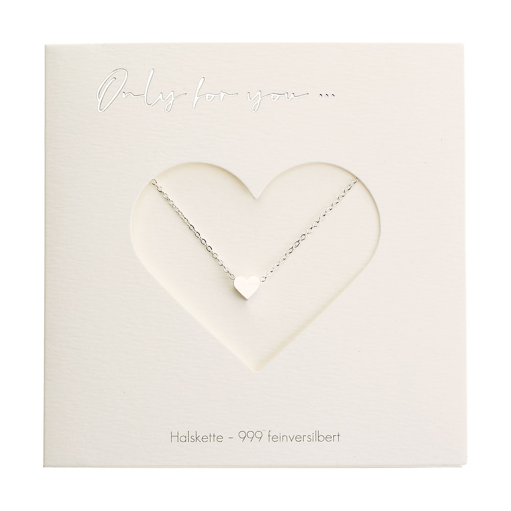 Halskette - "Only for You" - Herz - Versilbert
