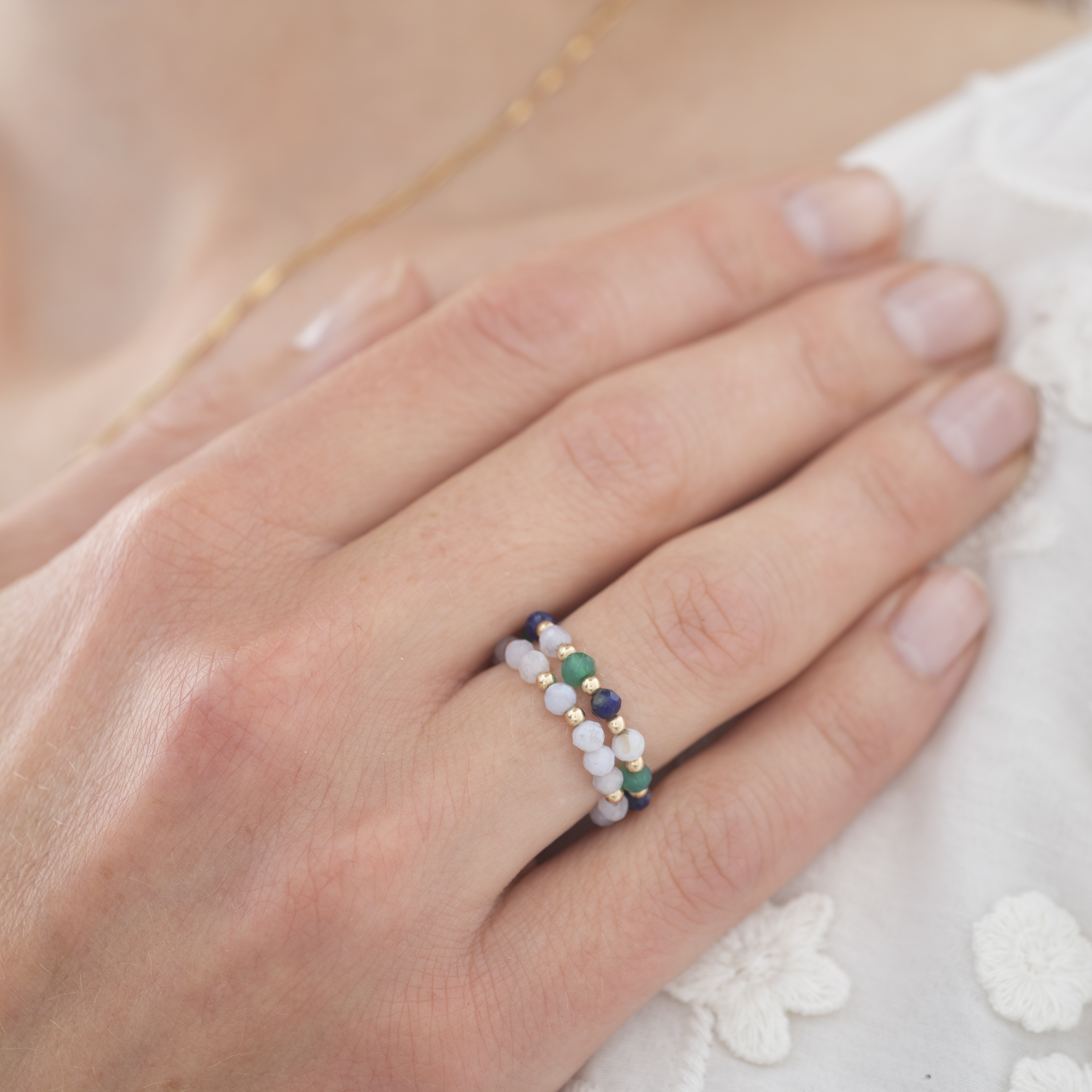 A Beautiful Story Ring Gold - Unity Lapislazuli Blaue Spitzenachat Aventurine - SALE