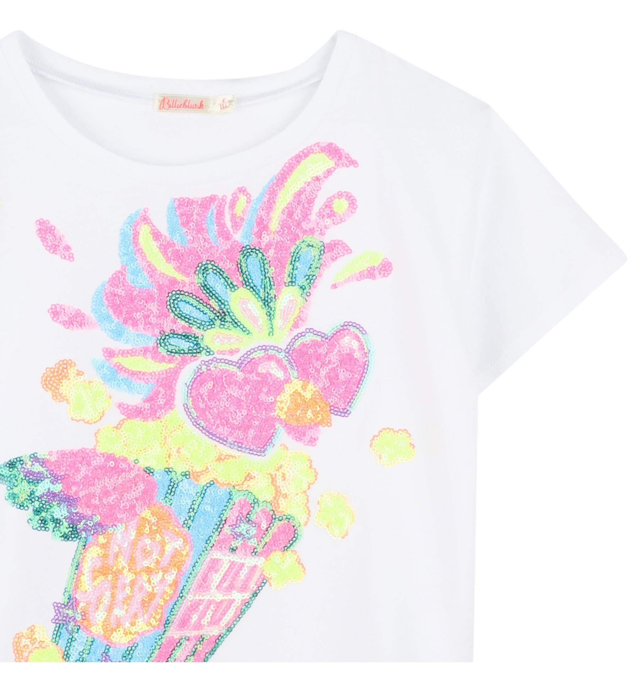 Billieblush Kurzarm T-Shirt Buntes Glitzer Popcorn Papagei - SALE Billieblush Kurzarm T-Shirt Buntes Glitzer Popcorn Papagei - SALE