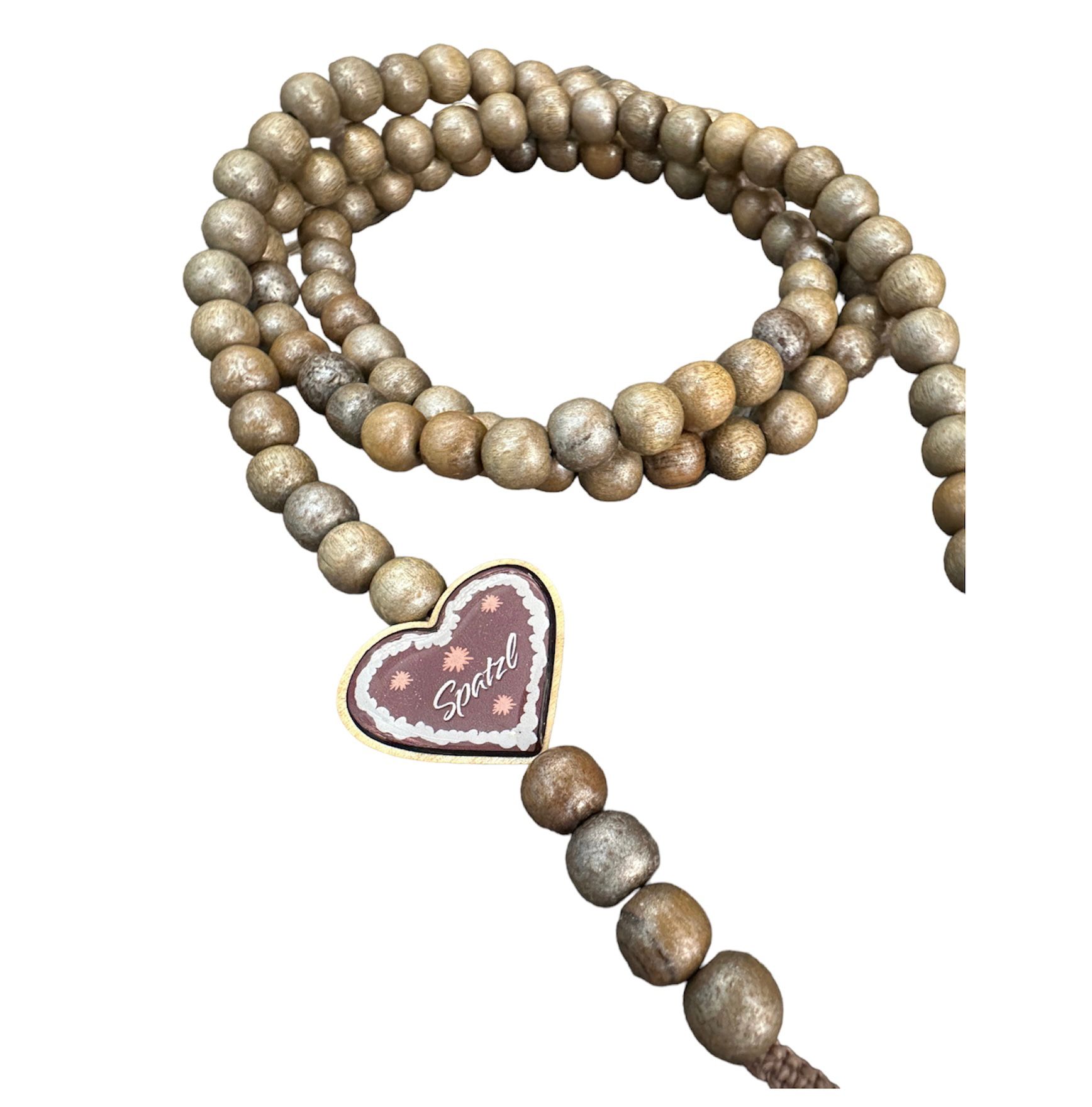 Mo Beads Holzperlen Handykette in Braun - Charm Lebkuchenherz Spatzl