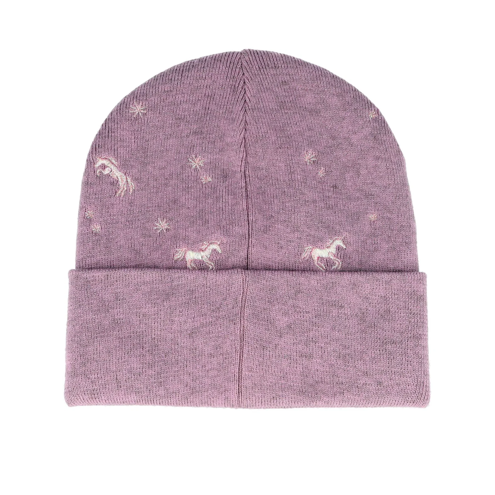 maximo Mädchen Beanie in Elderberry Flieder mit Einhorn- und Sternenstickerei – Doppelt gestrickt maximo Mädchen Beanie in Elderberry Flieder mit Einhorn- und Sternenstickerei – Doppelt gestrickt