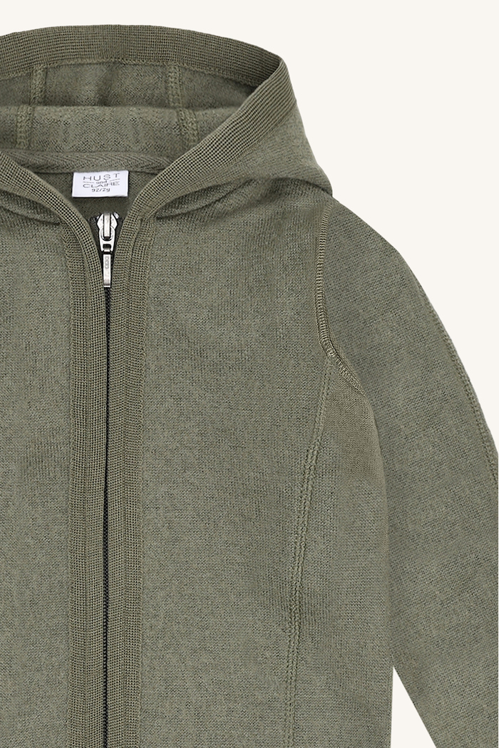 Hust & Claire Ebba Wollwalk Jacke mit Kapuze - Boiled Wool Hooded Jacket in Turtle Grün