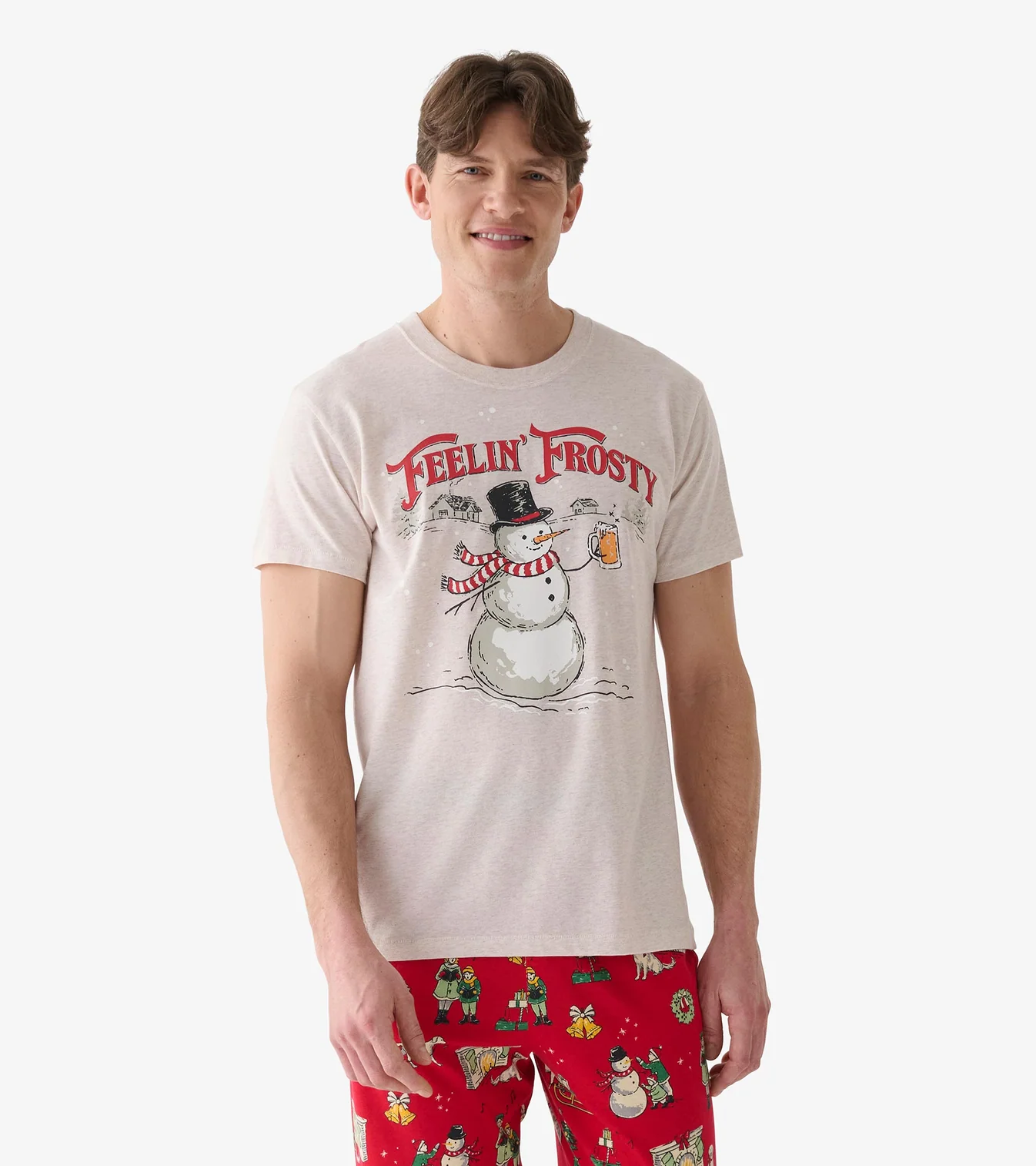 Little Blue House Men's Feeling Frosty T-Shirt Herren – Weihnachtsshirt mit Schneemann aus 100 % Baumwolle