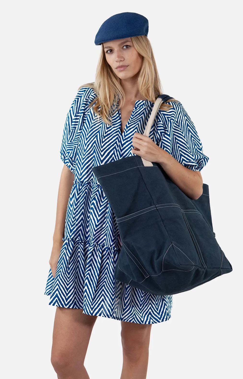 Barts Jondi Tasche - X-Large Baumwolle Canvas Beach Tote in Navy Blau