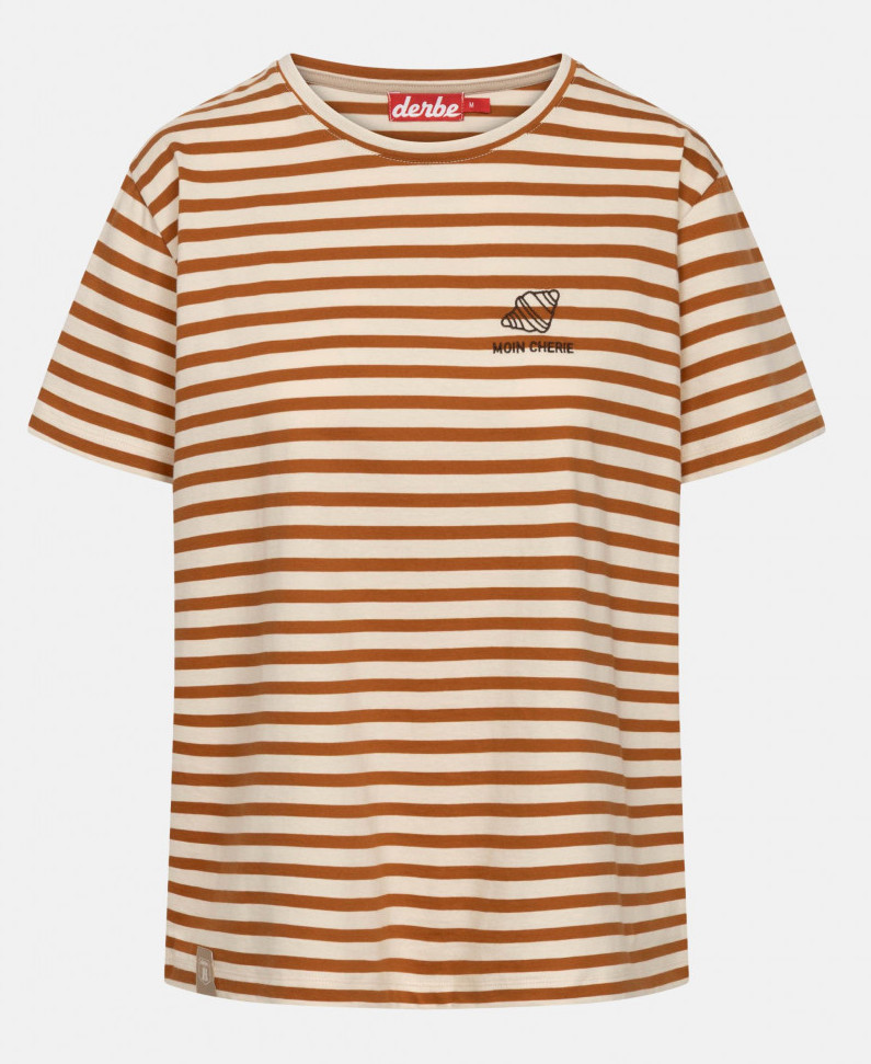 Derbe Franz Cherie Damen T-Shirt Caramel Café Beige Braun Streifenshirt GOTS Organic - Croissant Derbe Franz Cherie Damen T-Shirt Caramel Café Beige Braun Streifenshirt GOTS Organic - Croissant