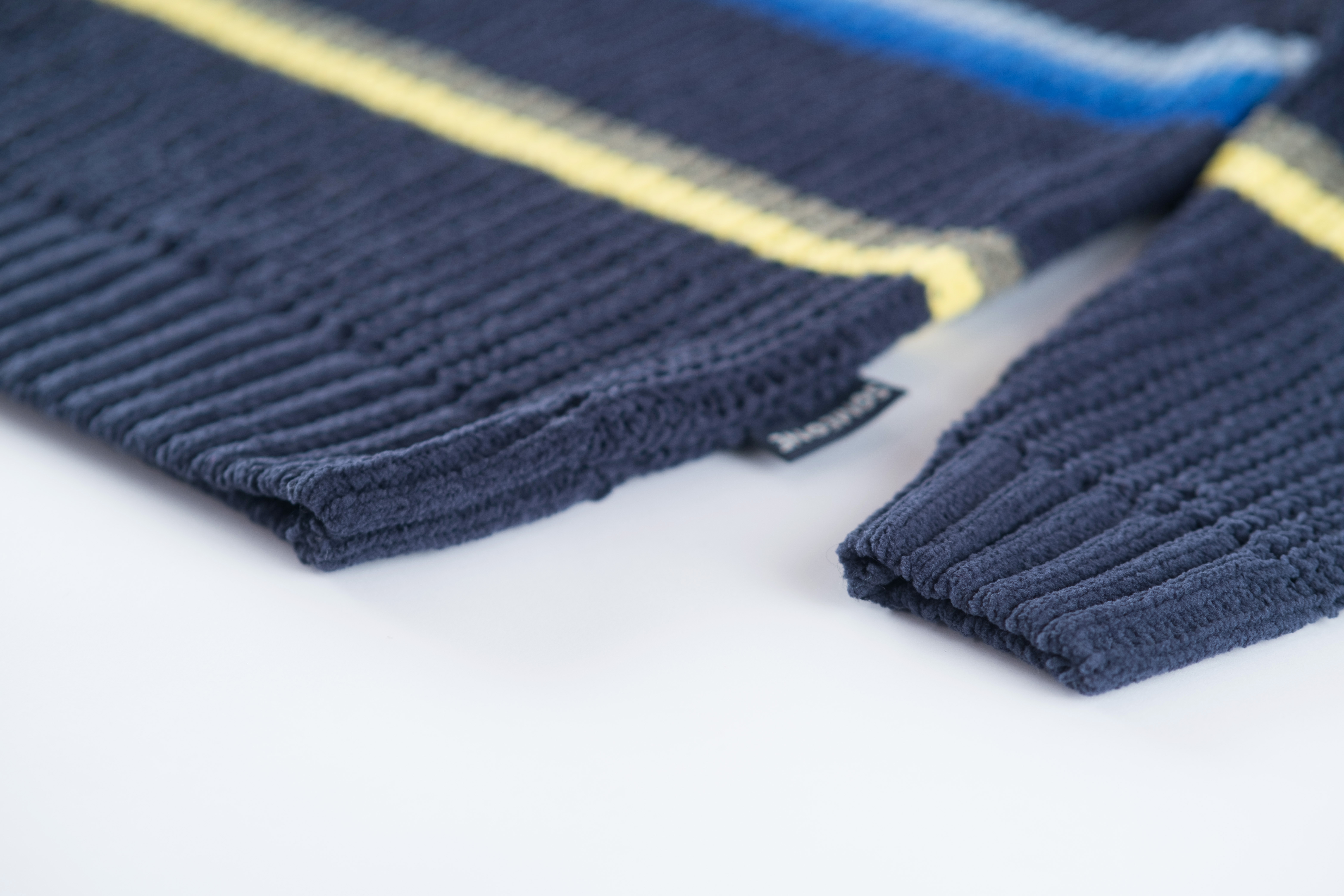 Someone Rocky Chenille Strickpulli Pullover mit Blockstreifen - Blau/Gelb - SALE